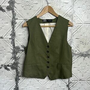 Zara Khaki Buttoned Tank Top